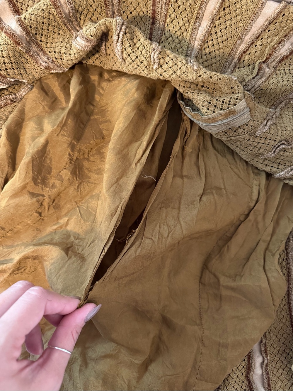 Free People Olive Brown Velvet-Panel Midi Skirt - Picture 8 of 8